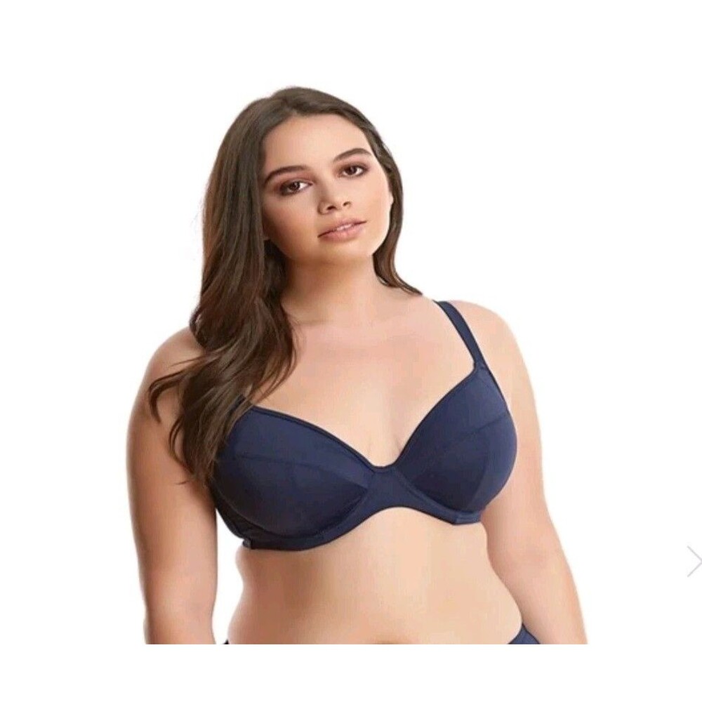 Plunge Fuller Bust Bikini Top Midnight Navy Elomi 36I NWT Swimwear
